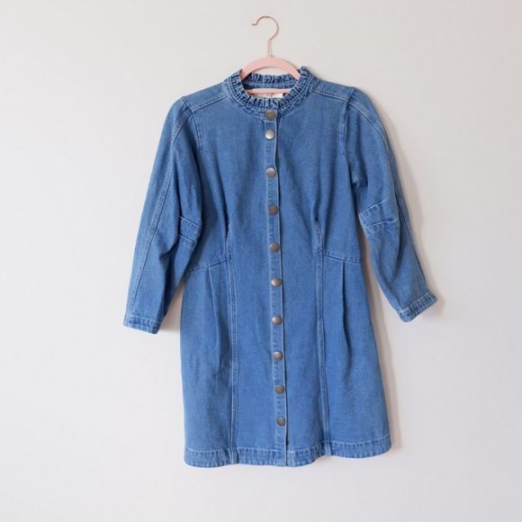 SOLD- SEA NEW YORK MARBLE DENIM DRESS - Picture 3 of 8